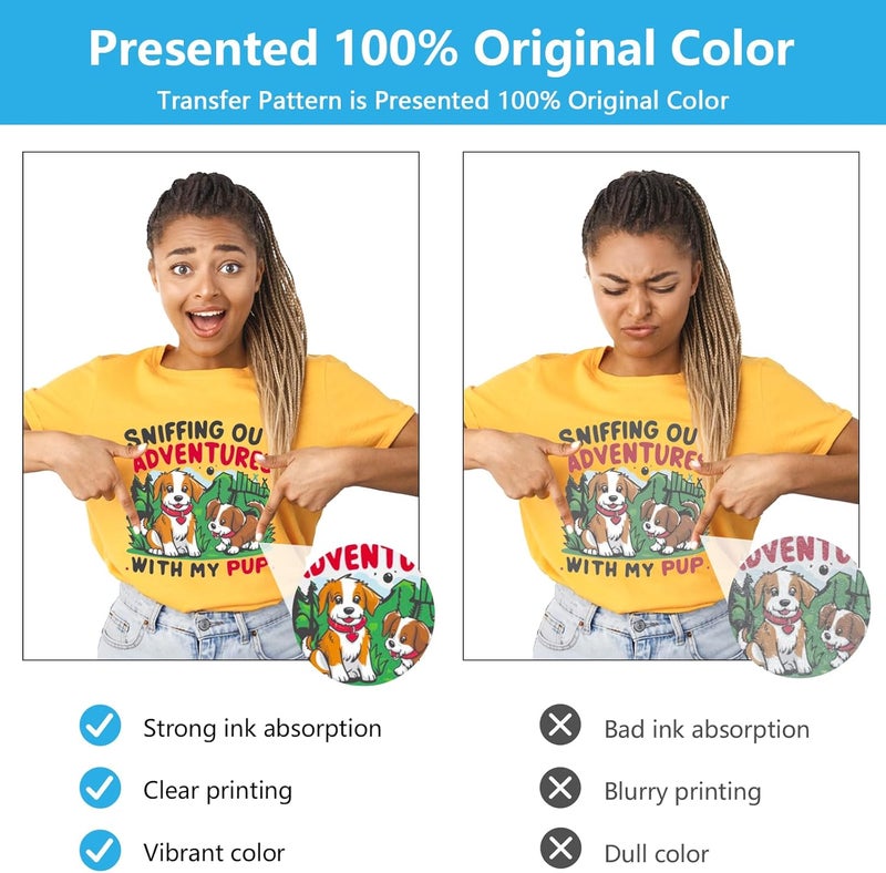 Jecqbor DTF Transfer Film 13x19 Inch, 120 Sheets A3+ Plus Double-Sided Matte Clear PET Paper, DTF Paper for Sublimation Hack, Direct Print on for All Fabric and Colors T-Shirts Textile - Image 4